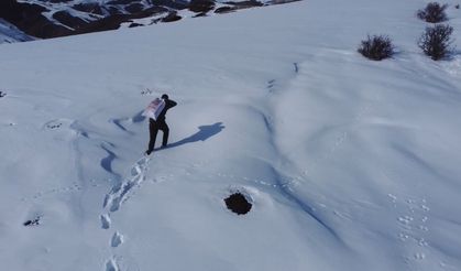 Bayburt’ta yaban hayvanları unutulmuyor: Karla kaplı araziye yem bırakıldı