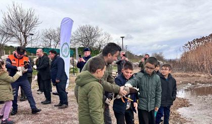 Minik öğrenciler, avuçlarına sığmayan ördekleri doğaya saldı